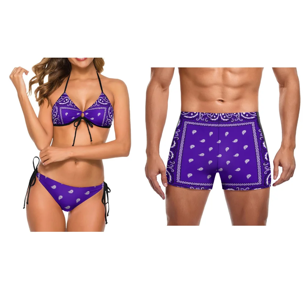 2023 New Women's And Men's Swimsuit Customized Bandanas Beach Push-Up Women's Swimsuit Two-Piece Men's Single Swimsuit