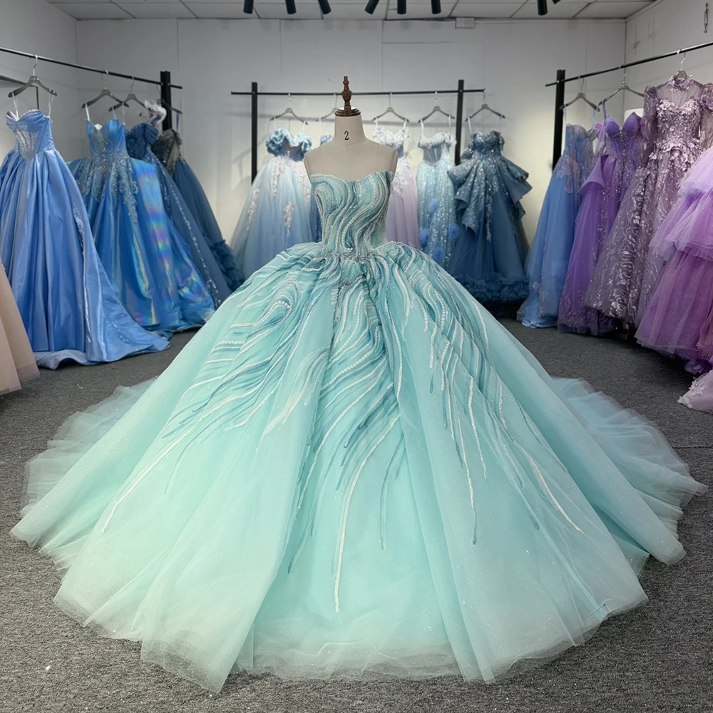 

Ball Gown Dresses Beadings Dress Wedding vestidos de 15 quinceañeras Customized Plus Sleeveless Court Train Lace Up Back