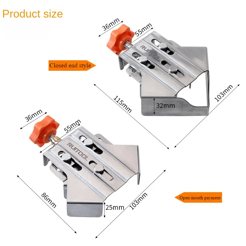 Adjustable Multipurpose Stainless Frame Clamps Open/Closed Corner Clamp Woodworking Accessory 90 Degree Woodworking Fixing Clip