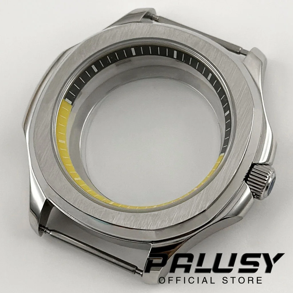 

40mm Silver Sapphire Glass Case Steel Case With Ring For NH35 NH36 NH38 NH70 Movement Case S Crown 28.5mm Dial Mod