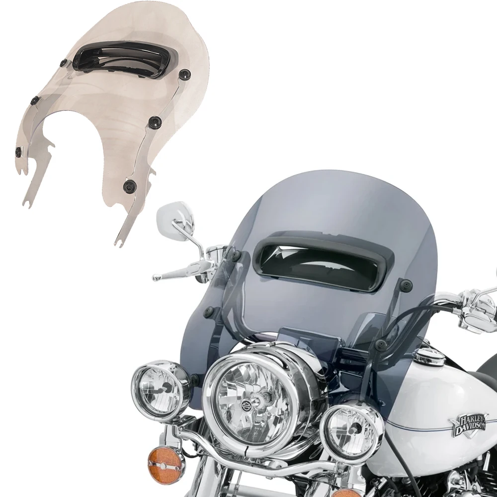 Motorcycle Transparent Detachable Wind Splitter Vented Windshield Windscreen for '94-later Road King models except FLHRS 2017 UP