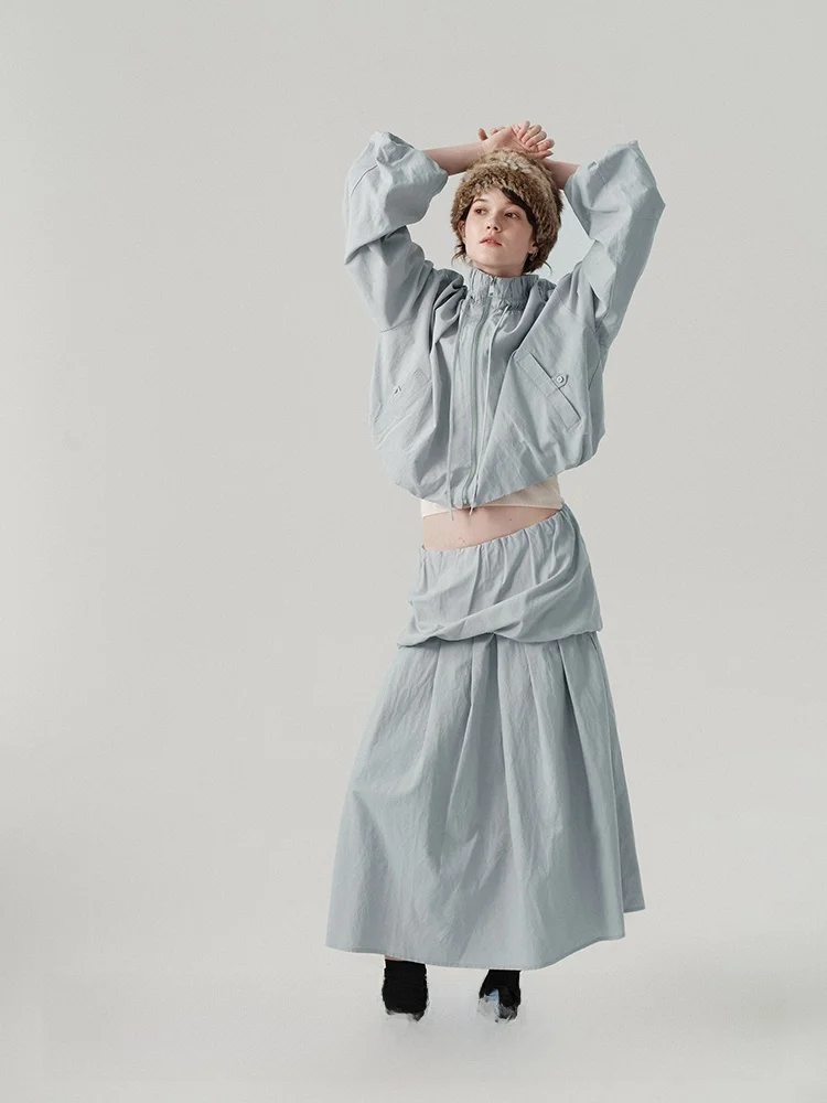 

Комплект Veega Chic: хлопковая юбка с оборками и топ с длинными рукавами на молнии для молодых женщин 8-25 лет