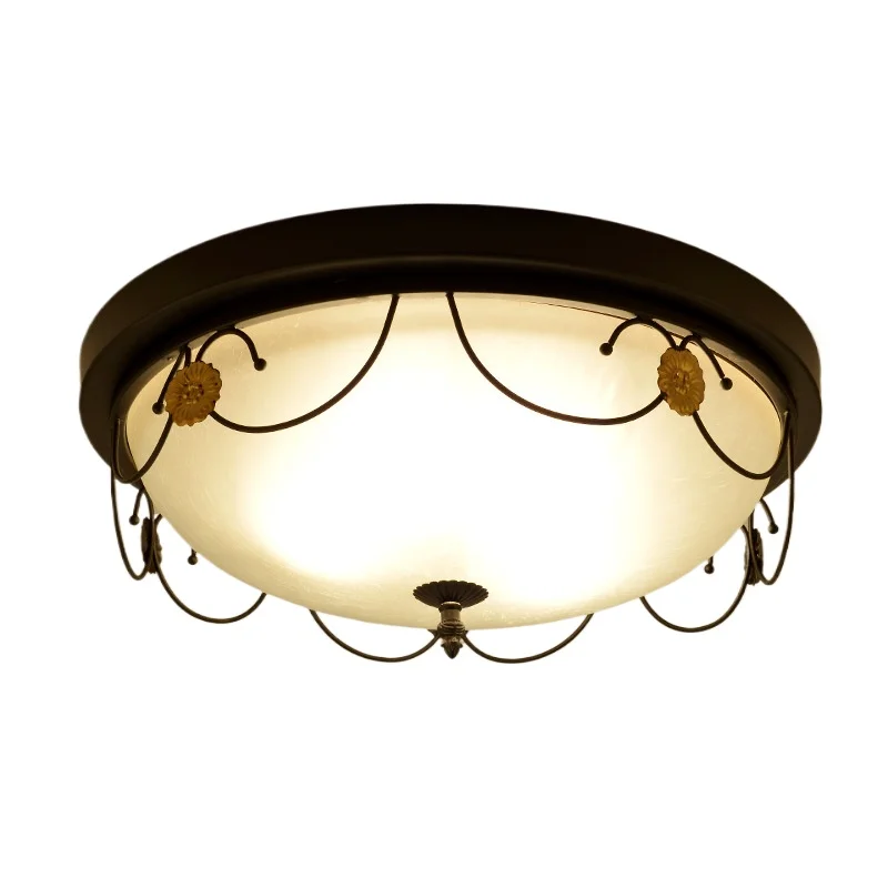 

American country small bedroom ceiling light, balcony aisle foyer retro glass lighting LED pastoral light