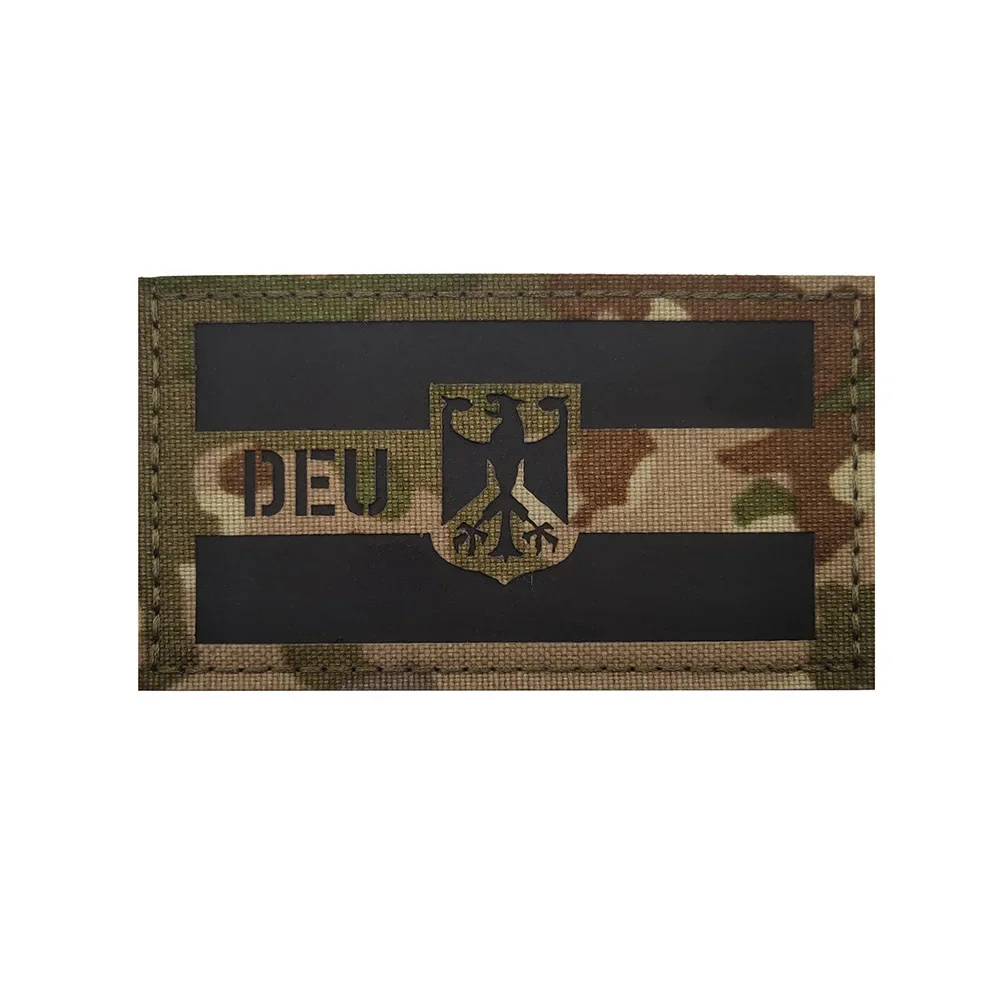 Deutschland-Flagge, bestickt, DEU, reflektierender Infrarot-IR-Patch, Deutschland, deutsches Armband, PVC-Gummi-Abzeichen, Applikationen für Mütze, Rucksack