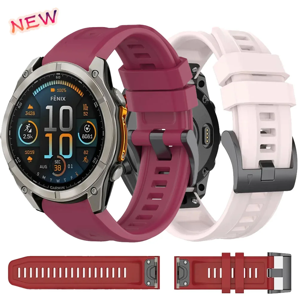 Garmin Fenix 8/Tactix 8/Enduro3/Fenix E 7X 6X、Forerunner 965 265対応 クイックフィット 26mm 22mm 20mm シリコンストラップ ブレスレット バンド ベルト