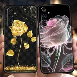 Gold Rose Love Heart Phone Case for Oppo A17 A12 A57 A74 A16 Find X5 X6 A52 A53 A54 A15 Reno 6 Z 7 Pro A9 2020 5G Silicone Shell