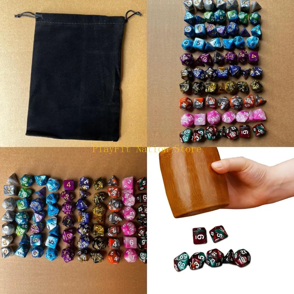 

242F 70 шт. 10 цветов многогранные кубики акриловые многосторонние кубики для ролевых игр кубики для настольного плеера просты в