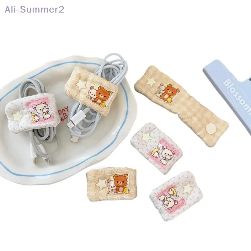 Cartoon Bear Data Cable Cloth Storage Holder Cute Rilakkuma‌/Mashumaro Charging Cable Organizer Power Line Storage Tool