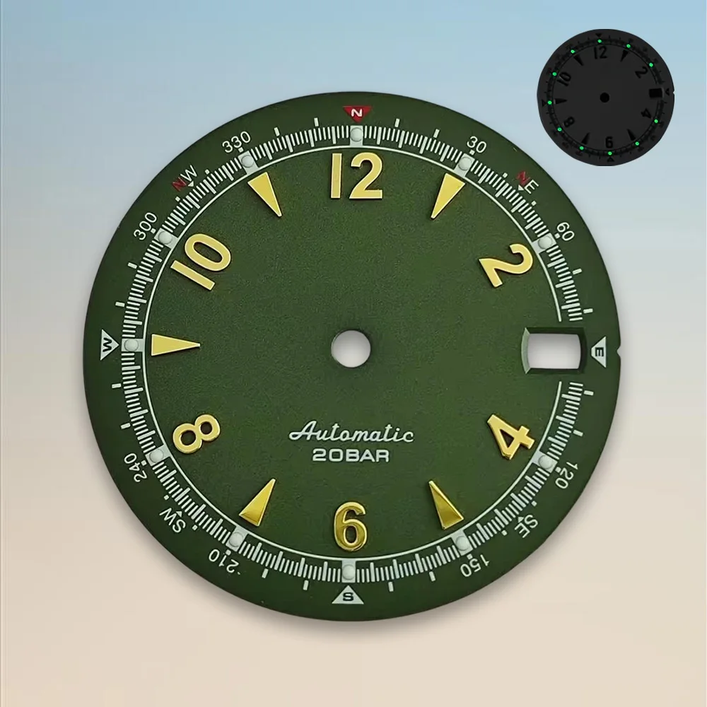 Watch modification parts 28.5mm S Dial Matte Dial Fit NH35 Japanese Movement Green Luminous High-Quality Dial Watch Accessories