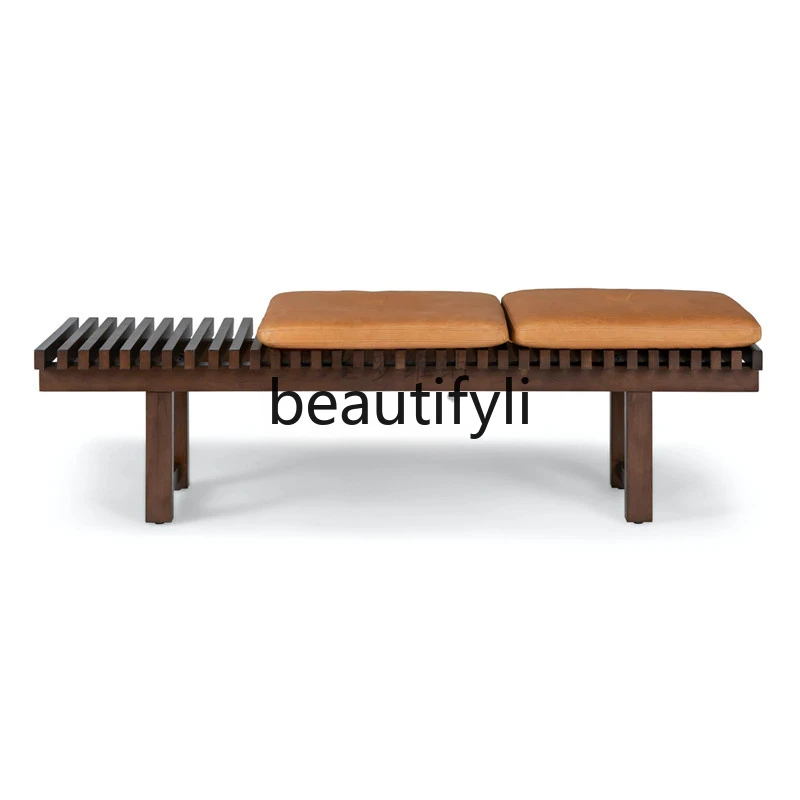 Solid wood teahouse reception bench leisure stool hollowed sofa stool bedroom bedside stool