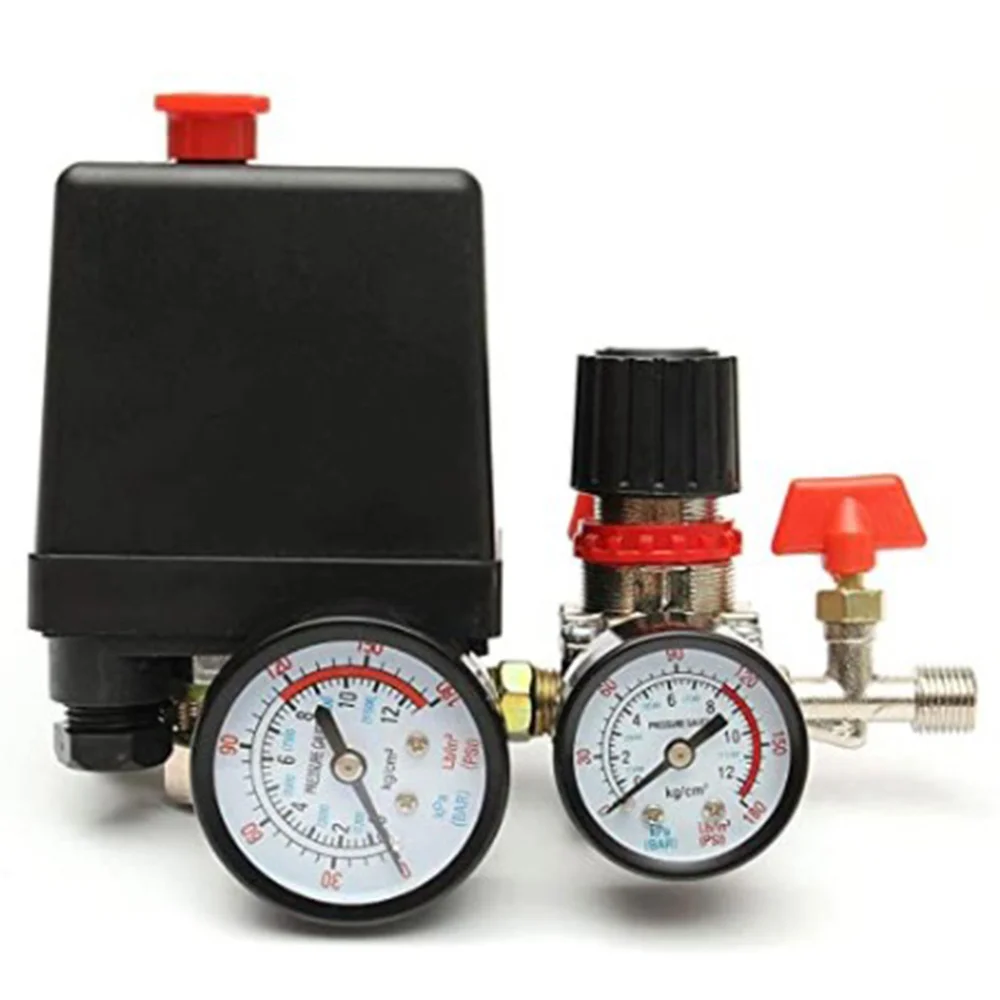 

Ultra Air Compressor Pressure Control Switch, 90-120 PSI Pressure Switch Manifold Regulator Gauges With Pressure Regulator