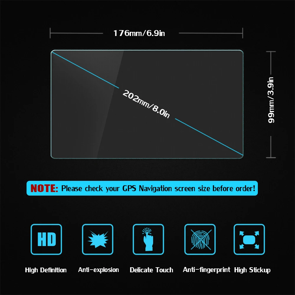 Protecteur d'écran en verre de qualité supérieure, pour GPS de voiture 8 pouces, pour Kia Sportage Chevrolet Cruze Hyundai Tucson 2015 – 2017