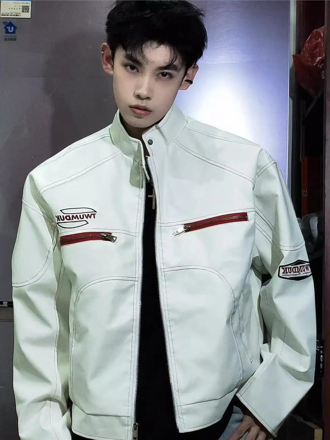 

Мужская кожаная куртка в стиле ретро, свободного кроя, с вышивкой, на молнии, для молодежи, повседневная, с эффектом состаривания...