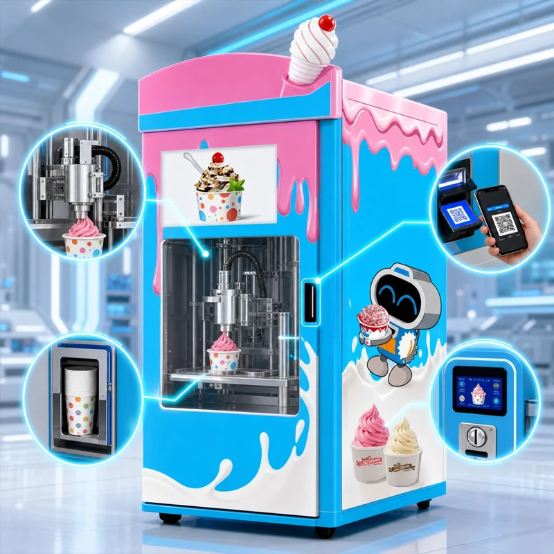 Scenic Area Special Ice Cream Vending Machine Strong Environmental Adaptation Unmanned Automatic Dessert Selling Equipment