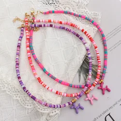 Korean Fashion Dog Design Necklace Trendy Colorful Polymer Clay Beads Choker Pendant Summer Handmade Beach Boho Femme Jewelry