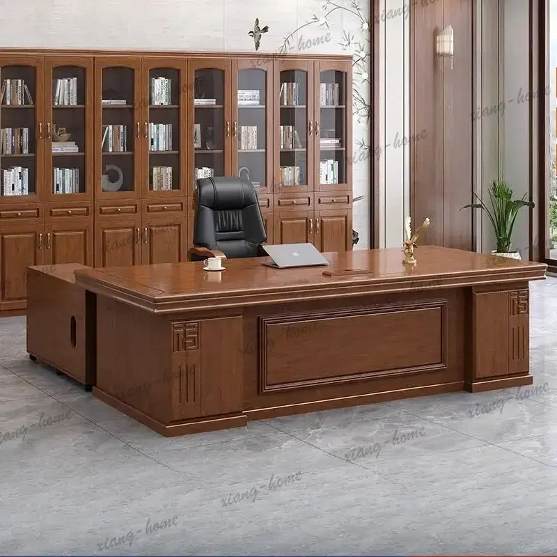 FG Brown Wooden Executive Office Desk Storage Cheap Large Modern Executive Office Desk Luxury Study Mesa De Escritorio Mesa Offi
