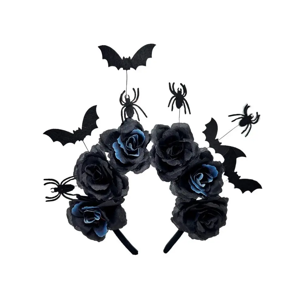 عصابة رأس وردية صناعية خفيفة الوزن، إكسسوار شعر واقعي مقلد للهالوين، مادة قماشية، عصابة رأس مريحة من القماش