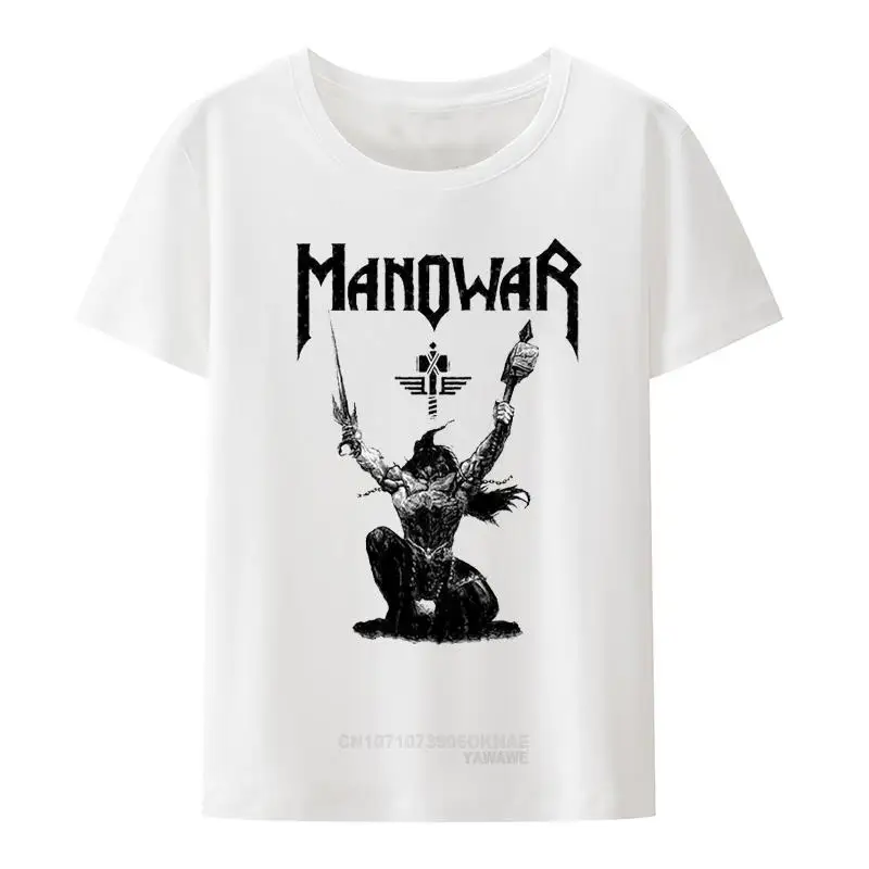 Manowar 남녀공용 루즈핏 통기성 스트리트웨어 상의, 힙합 캐주얼 그래픽 티, 여름 패션, 신제품