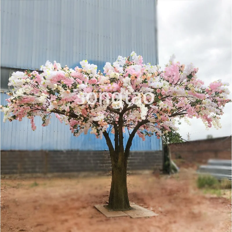 custom.songtao Pink And White mixture Flower Sakura Trees Customized large artificial cherry blossom tree