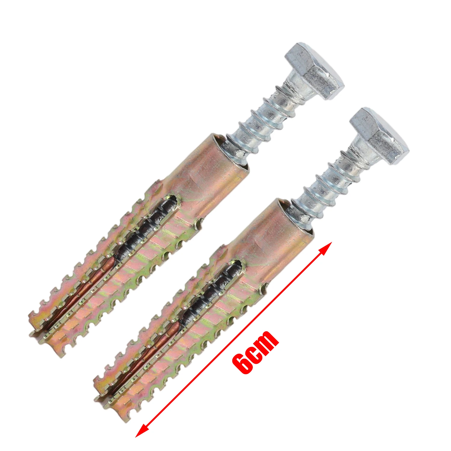 Parafusos de âncora de aço carbono, tubo de expansão serrilhado, plugue de perfuração de tubo de âncora de parede para fixadores de concreto, kits de sortimento de parafusos