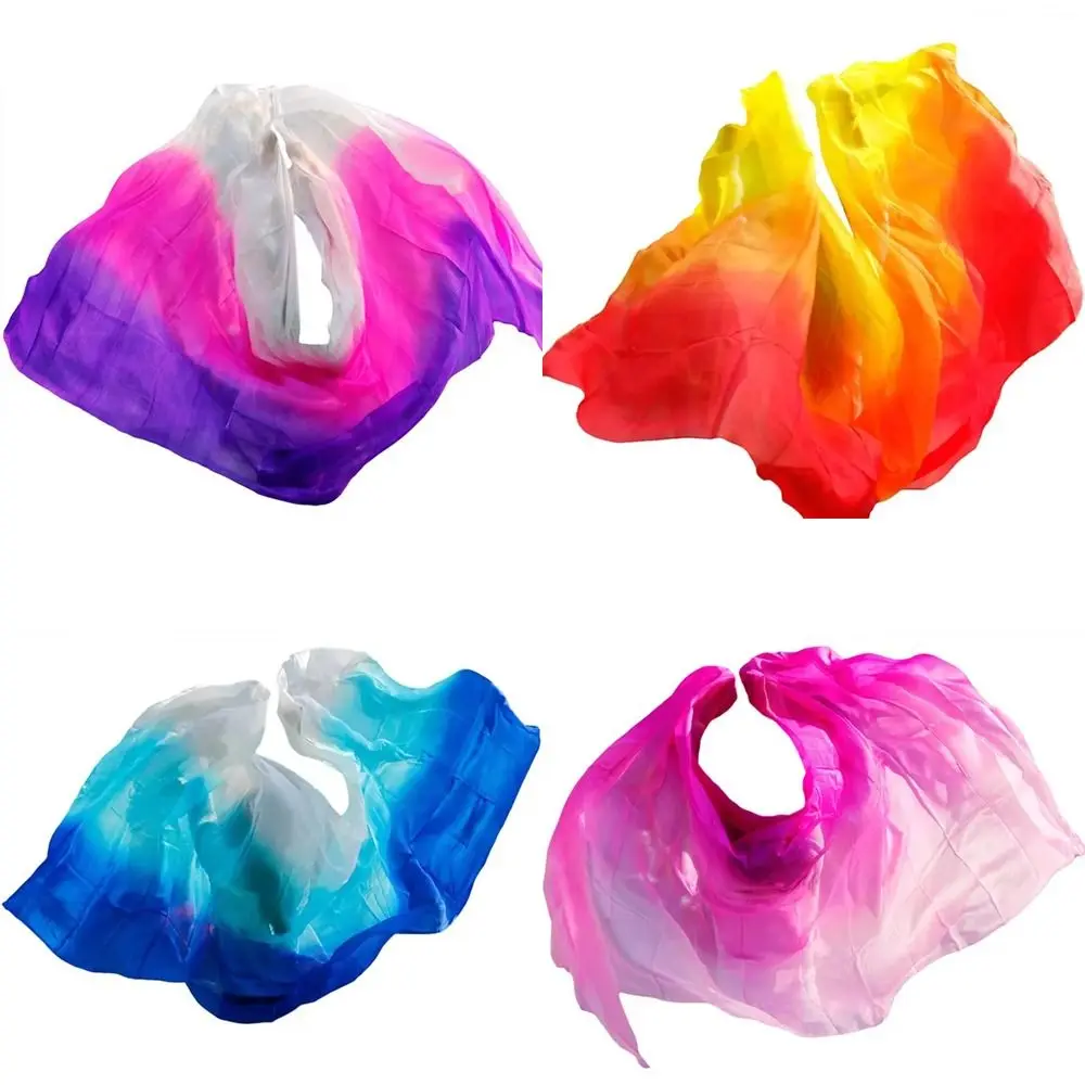 

100% шелковая вуаль для танца живота, легкая текстура 250 см x 120 см, шали для латинского танца живота, градиент цвета, танцевальная вуаль для выступлений