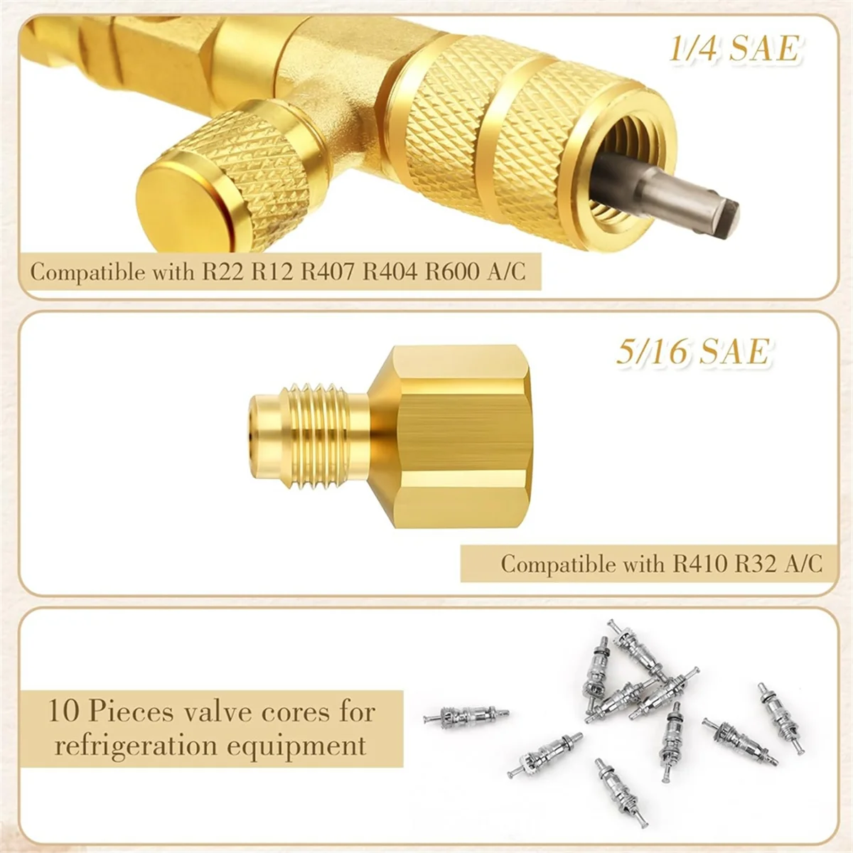 

BOFOF Valve Puller Installation Tool with Refrigeration Service Wrench Set 1/4 and 5/16 Port Service Wrench3/8 1/4 5/16 3/16In