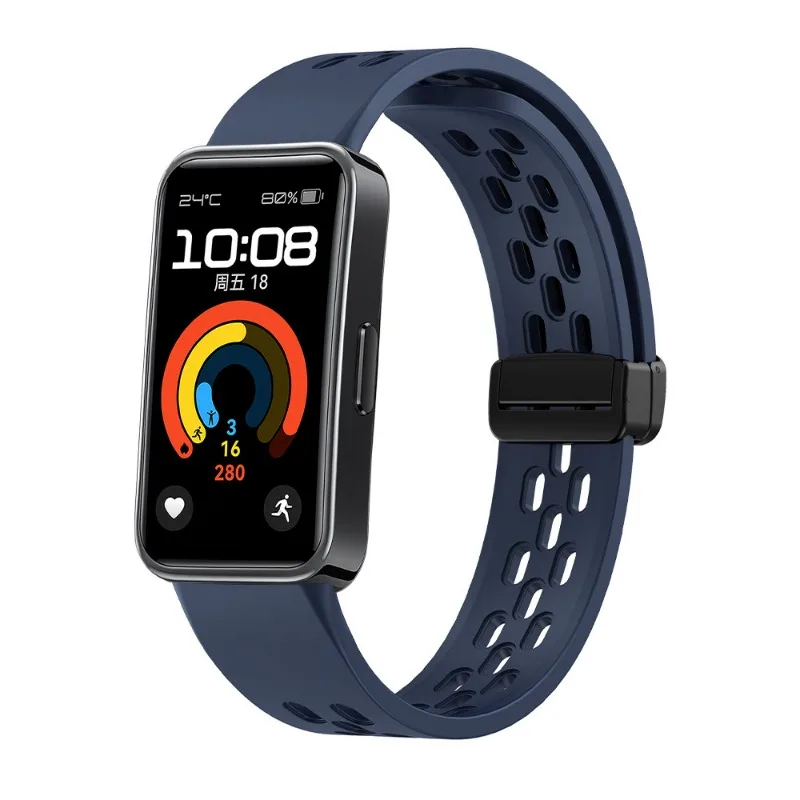 Magnetyczna składana klamra Silikonowy pasek do zegarka Wymienna bransoletka do inteligentnego zegarka Oddychające akcesoria do paska Huawei