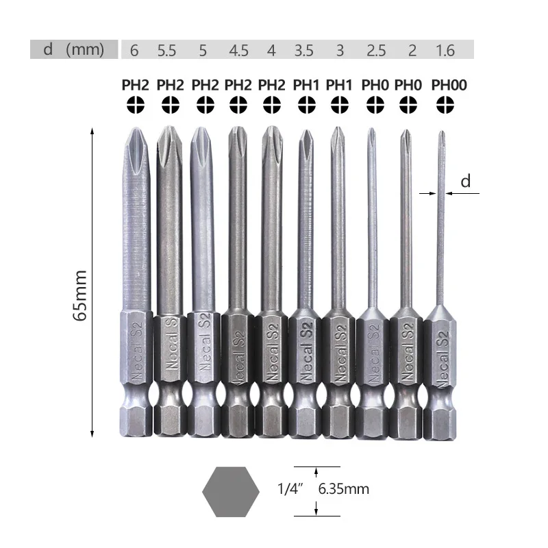10-Piece Screwdriver Batch Set 1/4 
