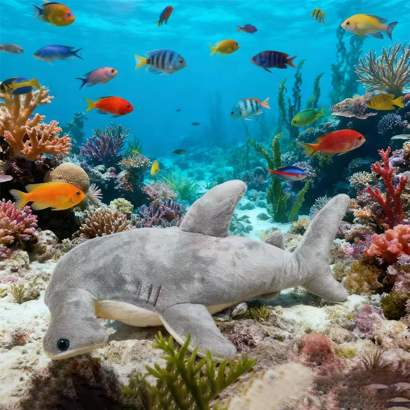 

75CM Giant Size Hammerhead Shark Plush Super Soft Pillow Toys Blue Sea Animal Simulated Grey Shark Sleeping Companion Kids Gifts