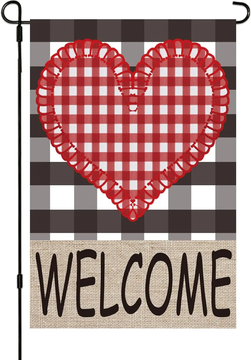 Love Heart Valentines Day Flag 12x18 Inch Welcome Garden Flag Outside Double Sided, Heart Backdrop Yard Decoration Flag for Anni