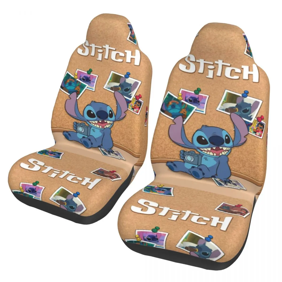 

Stitch And Angel 2 Front Car Seat Covers for Cars Truck Sedan SUV Flexible Automotive Seats Cover