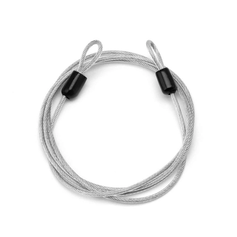 

JU64 Stainless Steel Safety Cable, Double Loop Braided Steel Cable Flexible Lock Cable U-Lock, Padlock Wire Rope with Ring