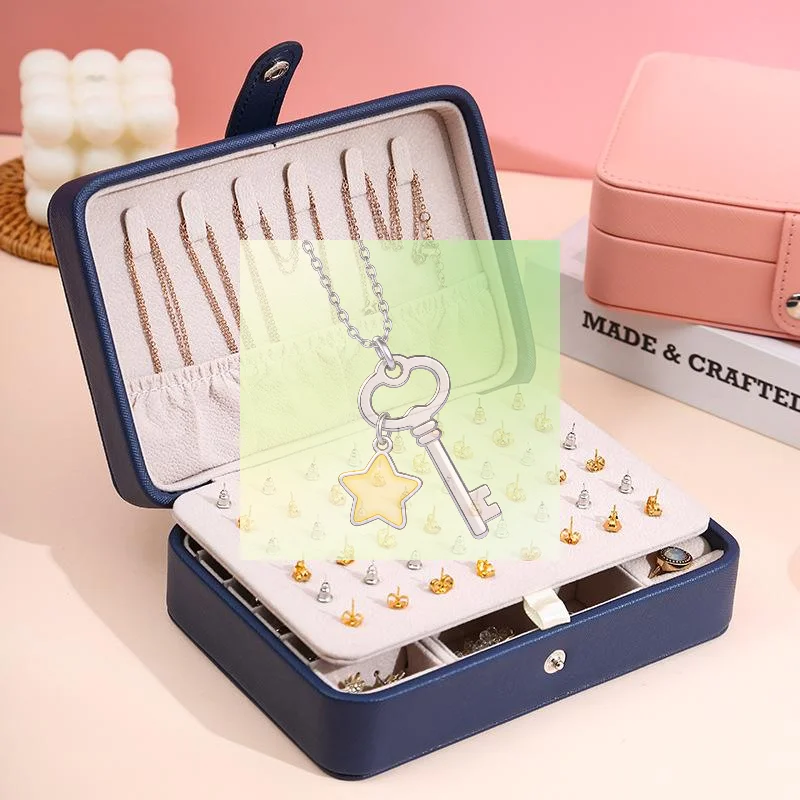 

Portable Jewelry Box Storage Organizer Earring Rings Holder Pu Leather Fashion Large Capacity Women Jewelry Display Travel Case