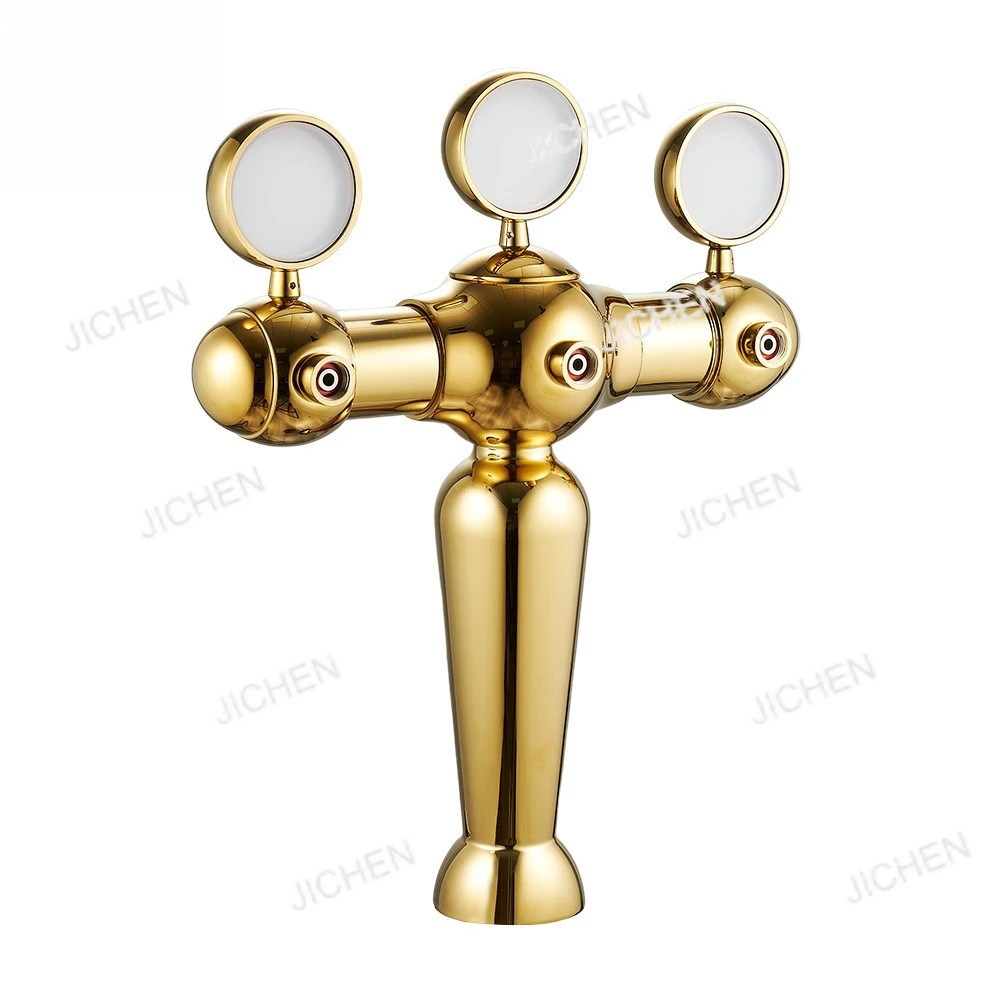 Brass Beer Column Tower Restaurant Bar Draft Beer Machine Beer Faucet with LED Light Box