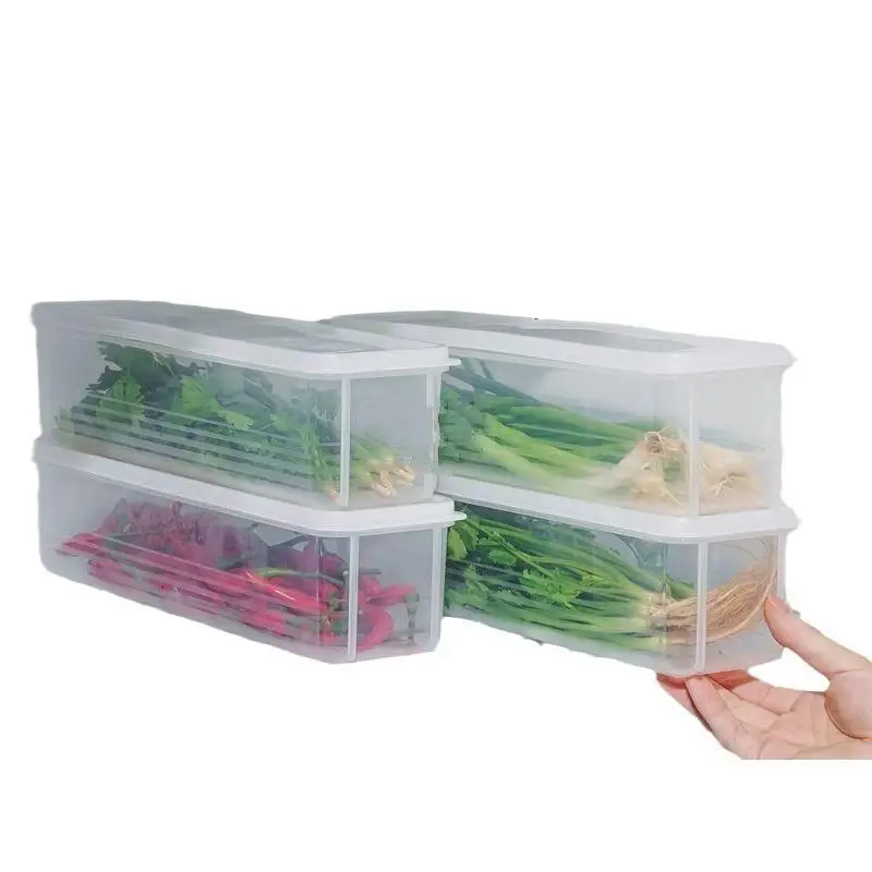 [S]Clear Plastic Long Herb Storage Containers With Lids Keep Herbs Fresh For Weeks For Kitchen Fridge Cilantro Scallion Storage