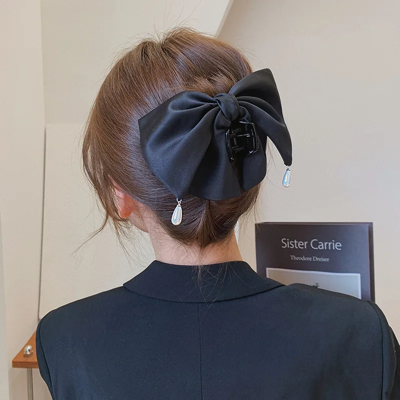 Fermagli per capelli con fiocco grande in raso Mollette per granchio piccolo Donne Ragazze Porta coda di cavallo Morsetti per capelli Forcine Accessori per capelli Moda