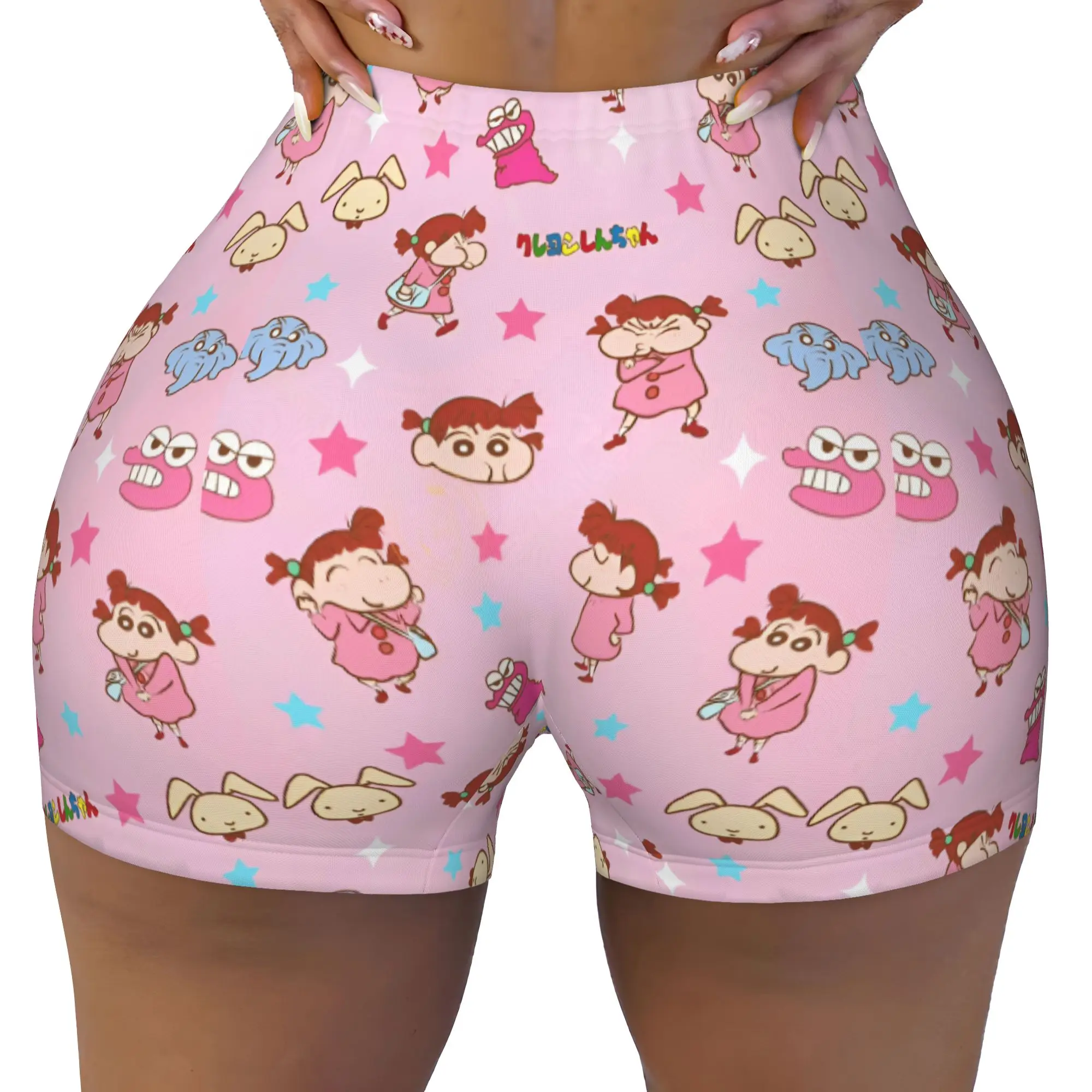 Custom Kazamas Sakuradas Anime Running Volleyball Gym Shorts Women's Shinnosukes Himawaris Cartoon Athletic Workout Yoga Shorts