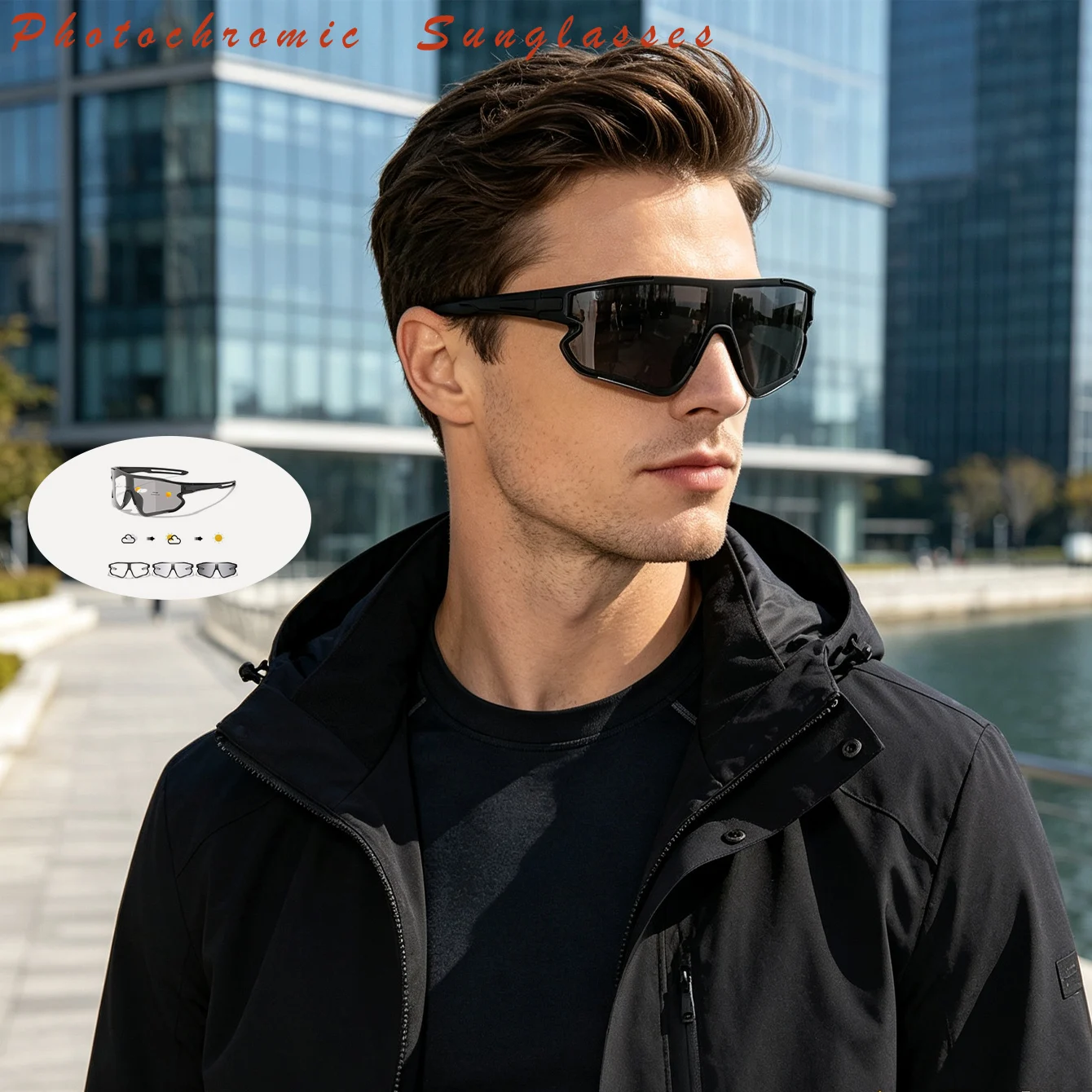 Men Women Photochromic Motorcycle Glasses Outdoor Sports Big Frame Windproof Cycling Running Hiking Goggles