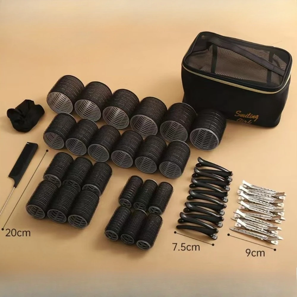 Hair Rollers Set Self Grip Curlers with Duckbill Clips Tail Comb Multiple Sizes Scrunchie Storage Bag Heatless Curls Women DIY