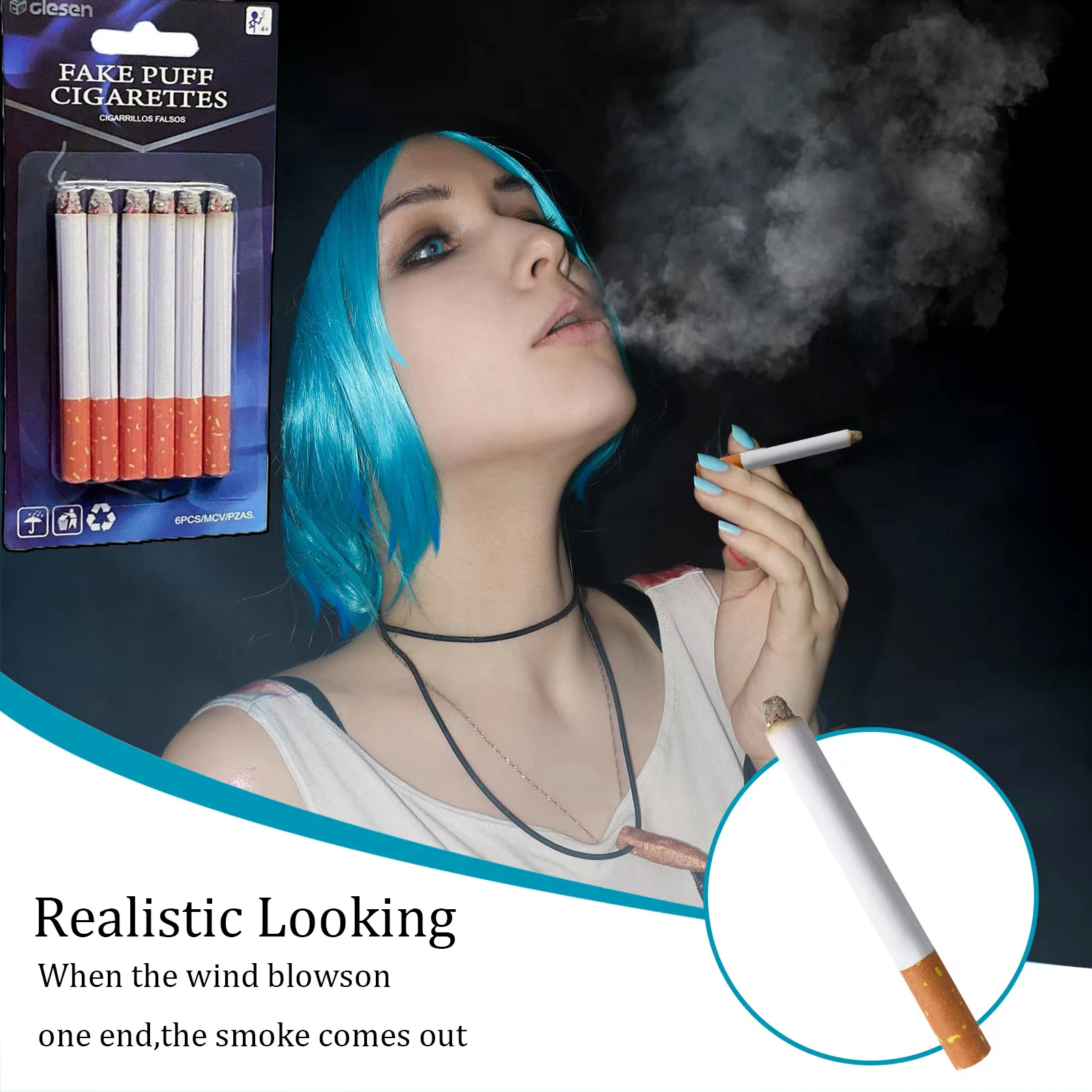 Realistic Fake Cigarette Model Smoke Spitting Prank Toy for Parties Creative Stress Relief Inflatable Equipment Unisex