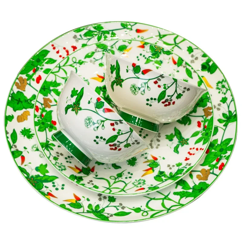 

Bowl Household 2025 New Underglaze Color Bone China Dish Set Light Luxury Gift