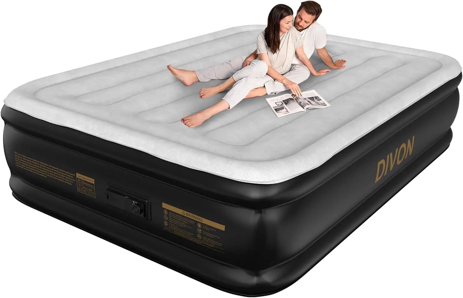 ポンプ内蔵エアマットレスフル、波模様の18インチ高ブローアップマットレスフル、3分で自動膨張/収縮マットレス