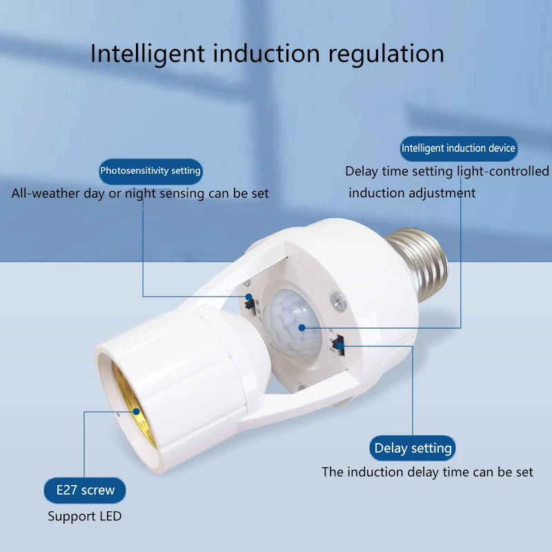 قاعدة مصابيح لدرج الممر المرآب E27 الرادار جسم الإنسان الاستشعار مصباح رئيس حامل التيار المتناوب 100-240 فولت طاقم مفتاح مستشعر