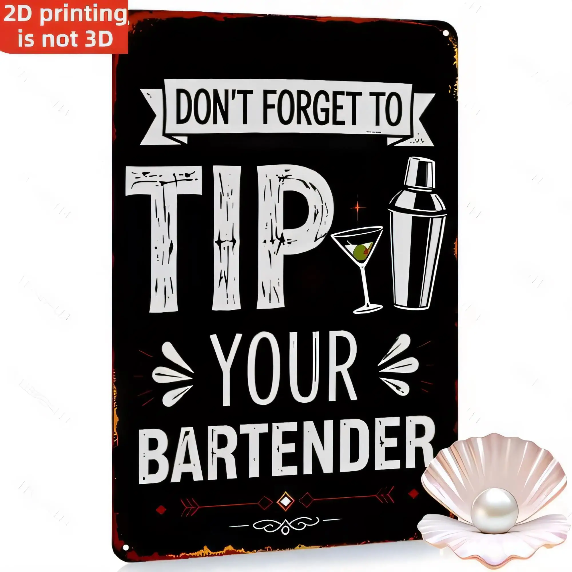 Tin Sign Don’t Forget To Tip Your Bartender Vintage Metal Sign Funny Bar Pub Wall Decor   Retro 2D Printing Not 3D Alcohol Cafe
