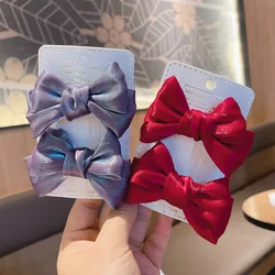 2PC New Princess Pearlescent Cute Bow Children Headwear Girls Hairpins Hair Clips Hairgrips Barrettes Hair Accessories