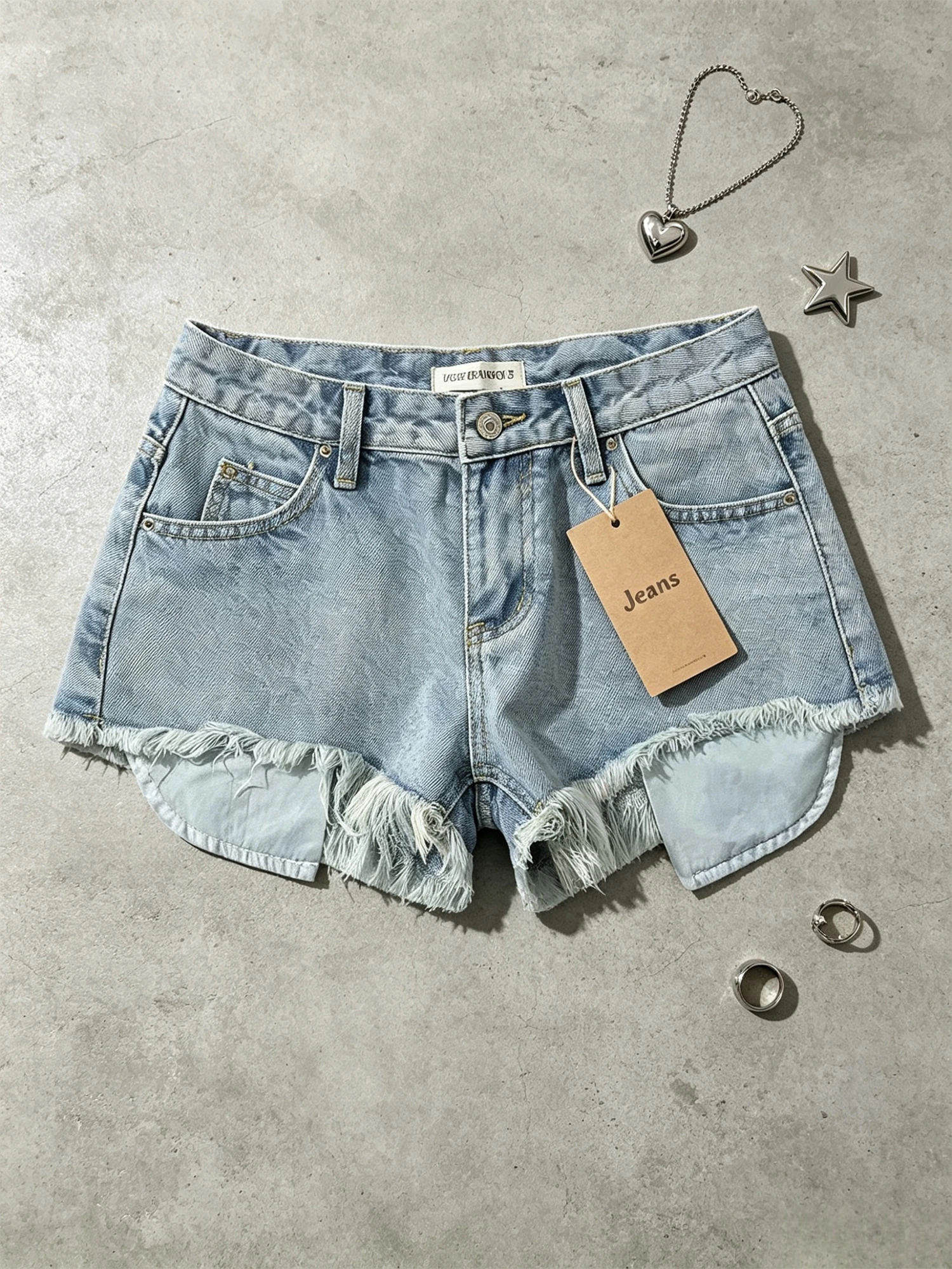 Women's Blue Micro Denim Shorts Vintage Fashion High Waist Mini Denim Hot Pants Y2K Gyaru A-Line Cowboy Pants for Women Summer