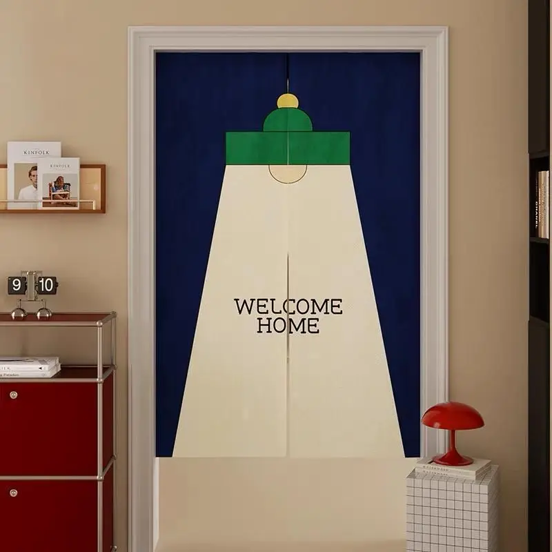 Minimally Designed Door Curtain Welcome Home Warm Fabric Door Curtain Non Perforated Entrance Bedroom Privacy Partition Curtain