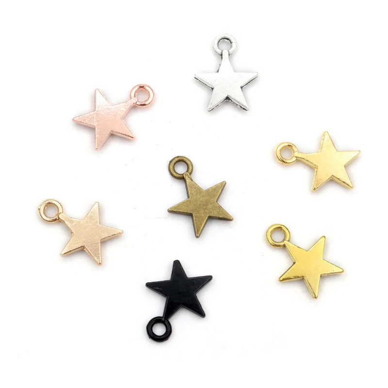 100 sztuk 11x8mm metalowy stop cynku MINI pięcioramienna gwiazda Charms Fit biżuteria wisiorek Charms Makings DIY Handmade Craft