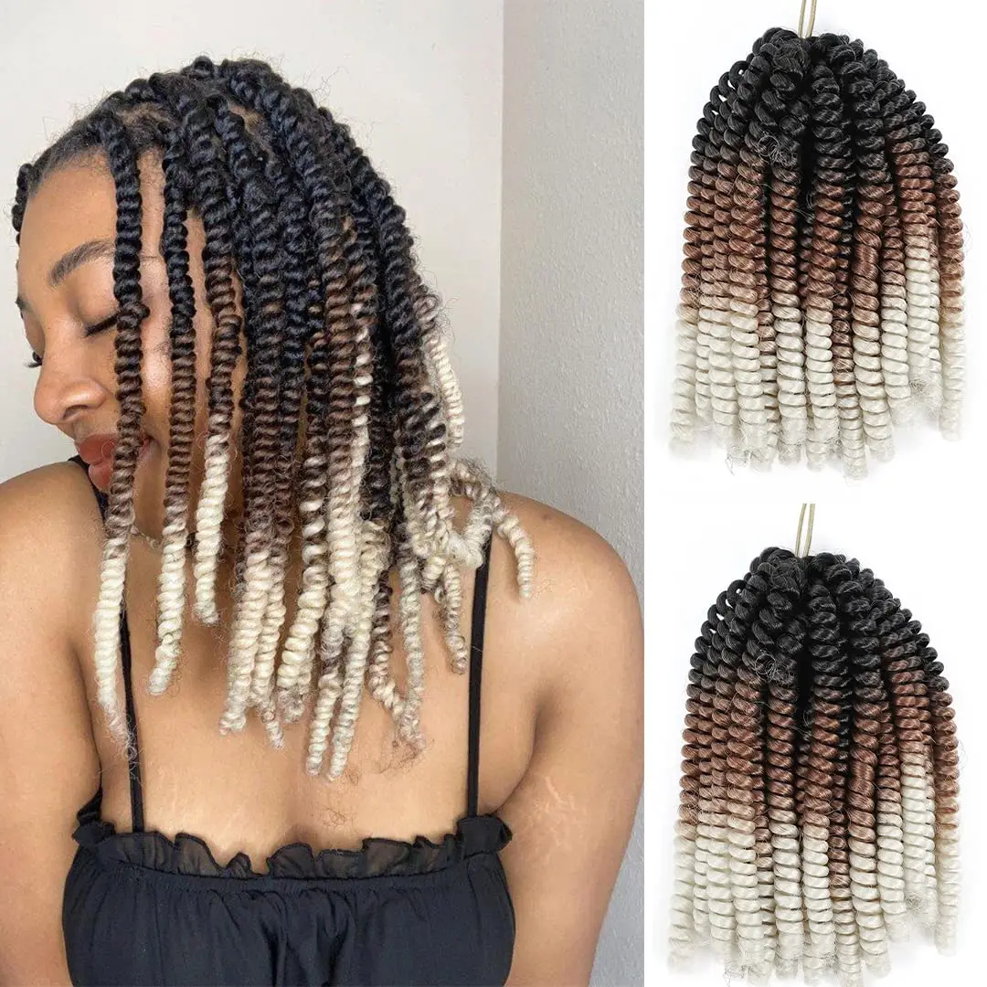 Extensões sintéticas Spring Twist Crochet de cabelo para mulheres, Jamaican Bounce, trançando cabelo pré-esticado, tranças Passion Twist