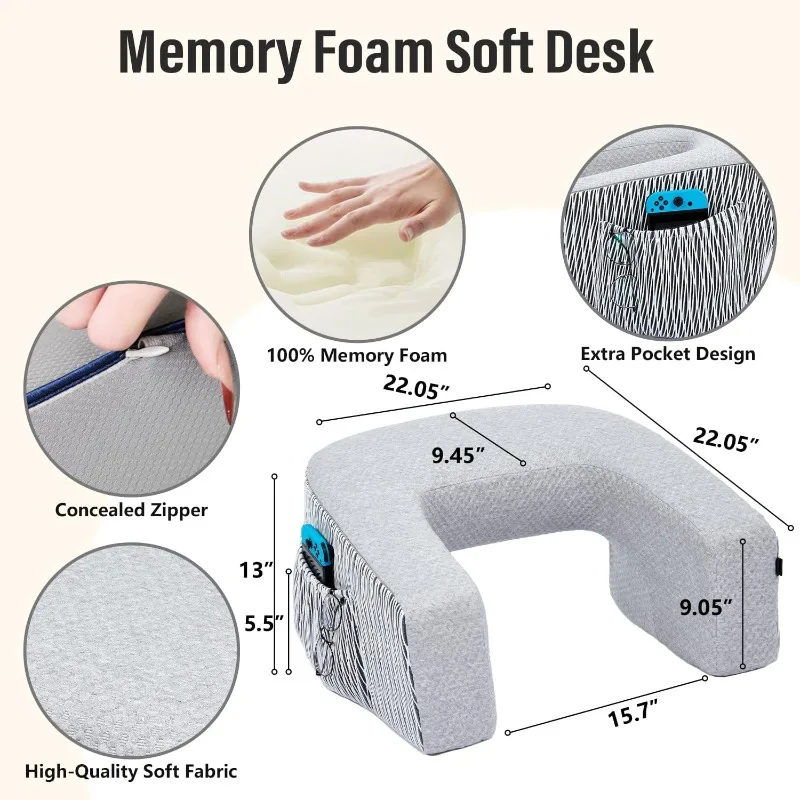 وسادة من إسفنج الذاكرة كبيرة جدًا لقراءة ألعاب الكروشيه العمل على أريكة السرير باللون الرمادي #2